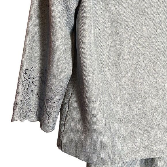 Alfred Dunner Women Petite Blazer Jacket Floral Embroidered Mallard Suit - Picture 8 of 14